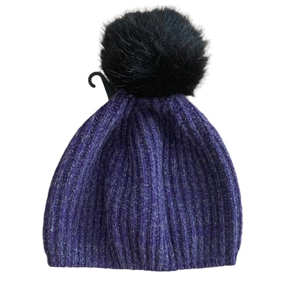 Portolano Cashmere Beanie with Faux Fur Pom Pom NWOT - Picture 1 of 6